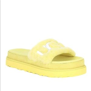 UGG Latin Fur Logo Slides - NWT